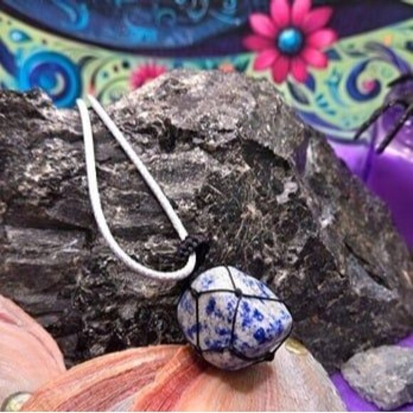 Lapis Lazuli Tumbled Gemstone Corded Pendant - Picture 3 of 7